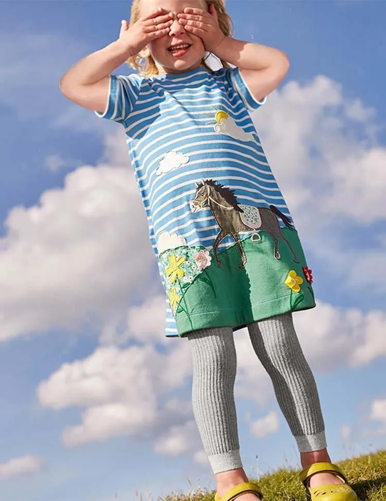 Animal Appliqué Striped Dress - Image 6