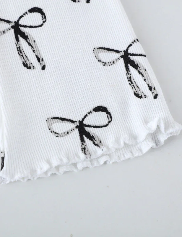 Bow Printed Flared Leggings - Image 3