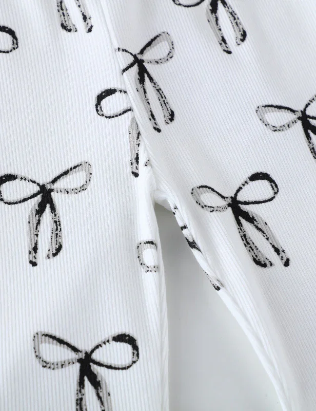 Bow Printed Flared Leggings - Image 4