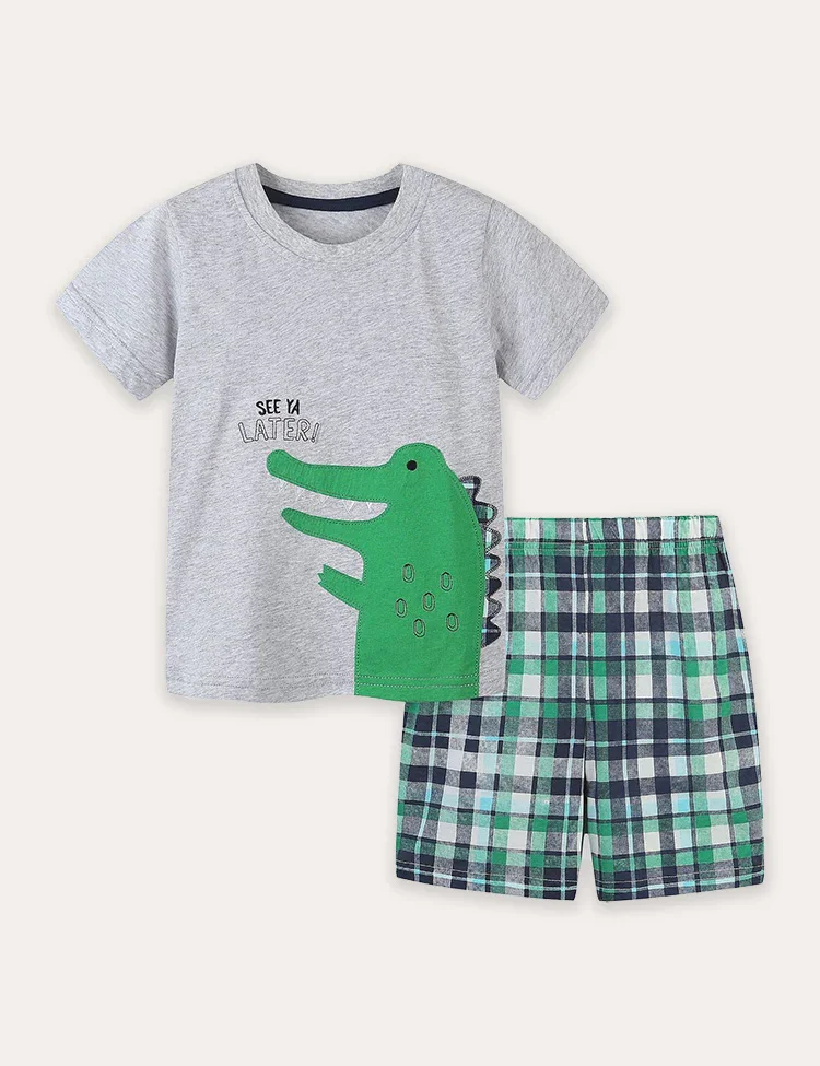 Cartoon Printing Short Sleeve T-Shirt and Shorts Set - Image 3