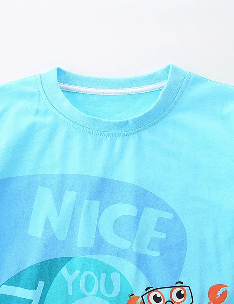 Cartoon Shark Print Short Sleeve T-Shirt and Shorts Set - Image 3