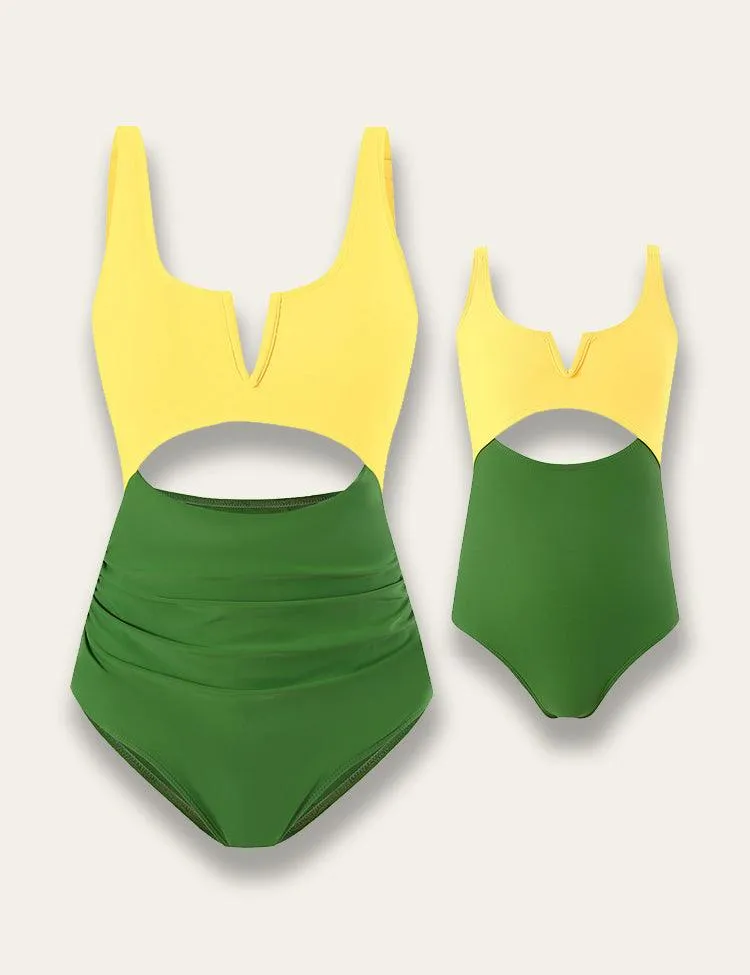 Color Block Family Matching Swim Suit - Image 3