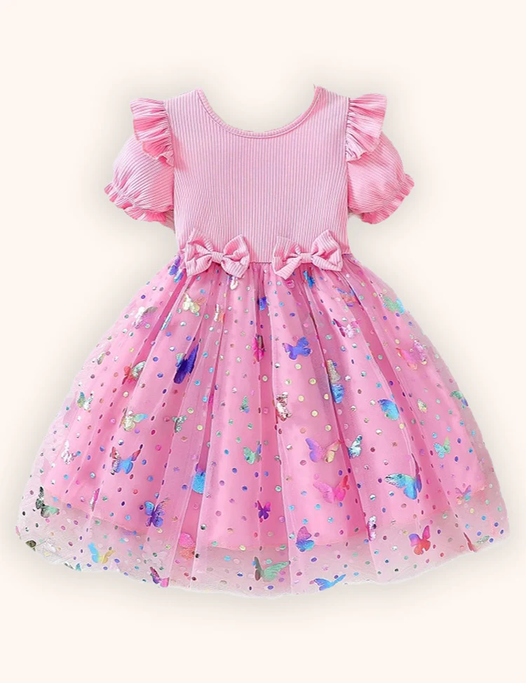 Colorful Butterfly Tulle Party Dress - Image 3