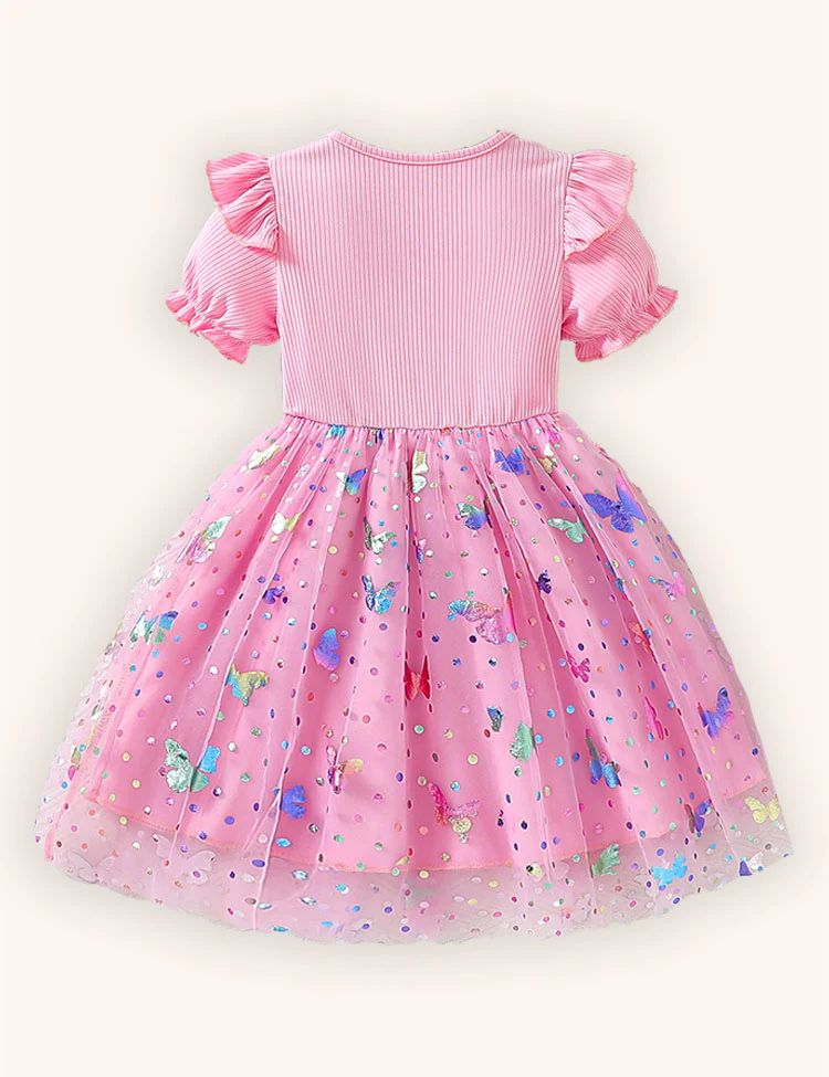 Colorful Butterfly Tulle Party Dress - Image 4