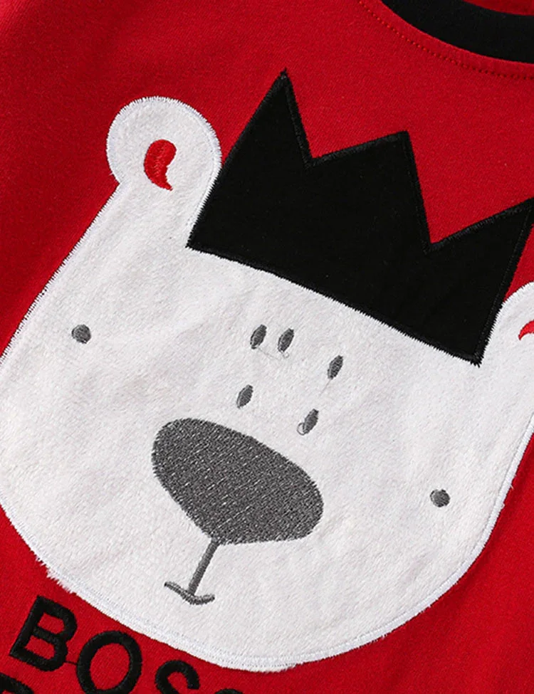 Cute Bear Applique Long Sleeve Two-piece Set - Image 5