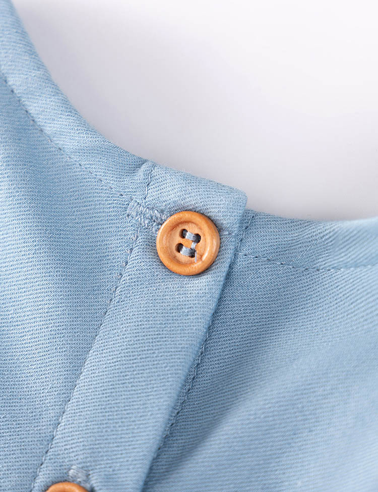 Cute Cherry Embroidered Denim Dress - Image 3