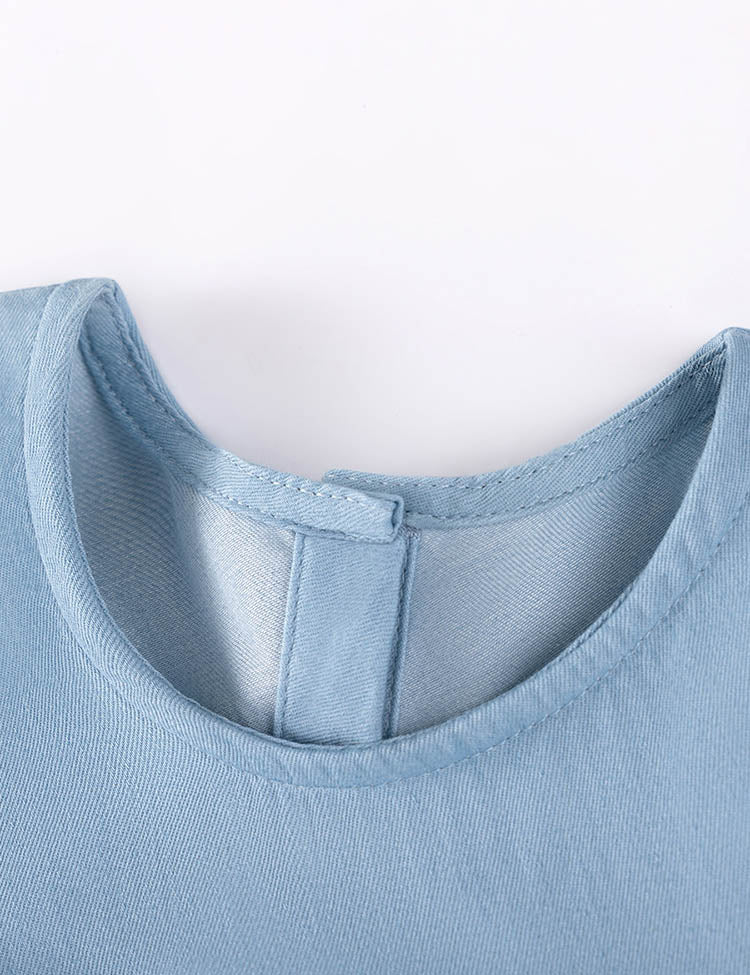 Cute Cherry Embroidered Denim Dress - Image 4