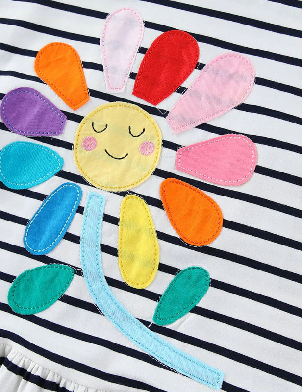 Cute Flower Applique Dress - Image 3