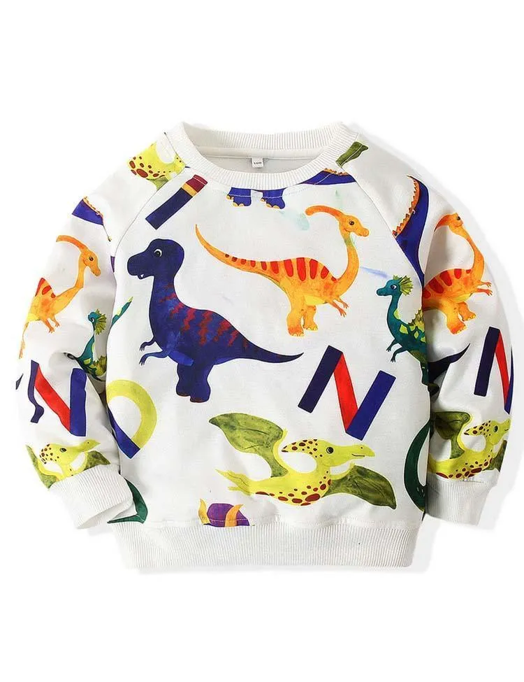 Dinosaur Printed Sweat Casual Pants Two-Piece Set - Image 4