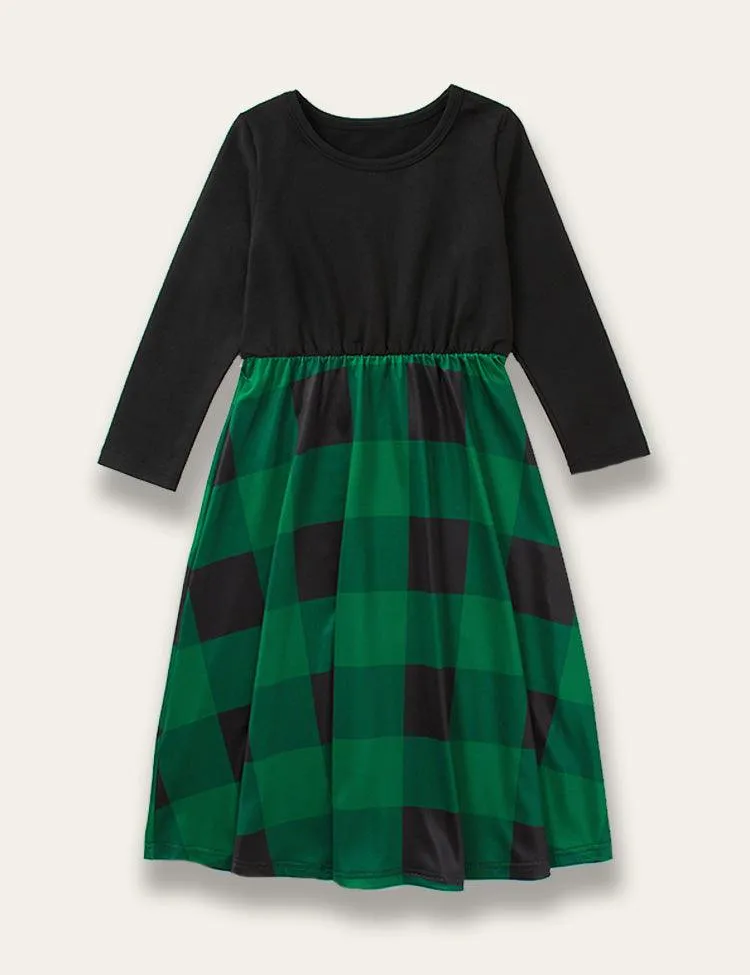 Family Matching Green Plaid Print Dress - Image 3