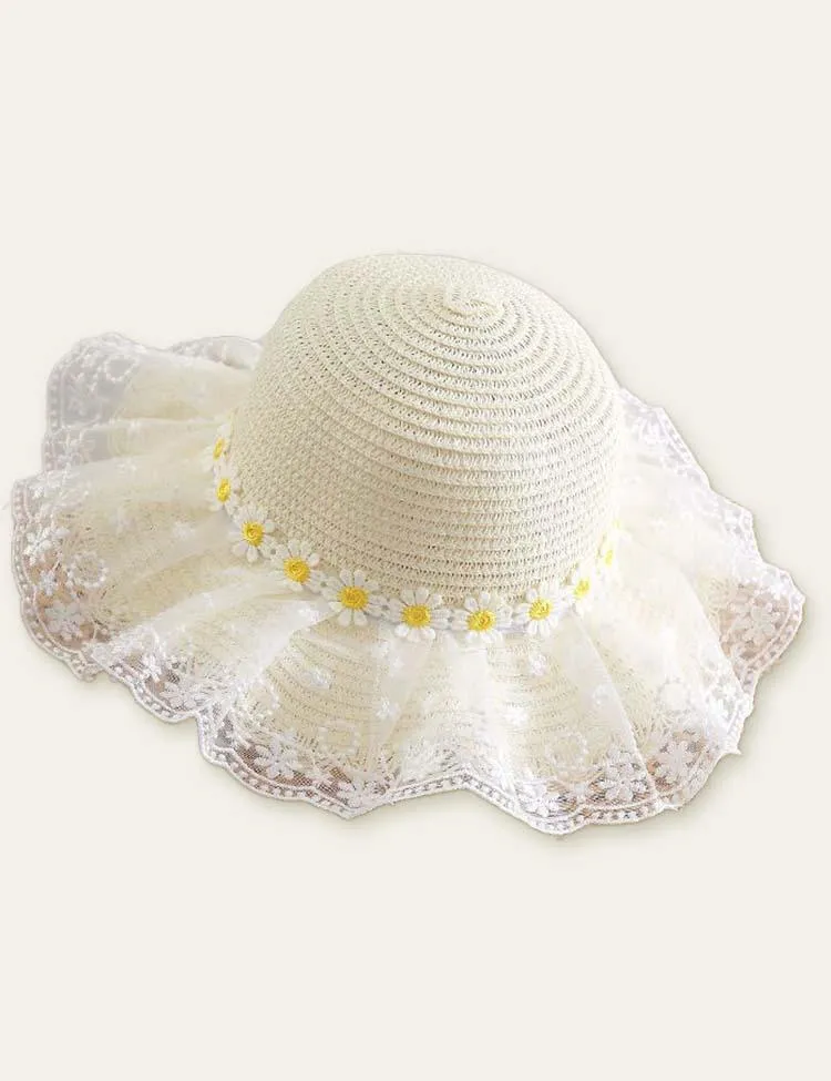 Flower Mesh Travel Straw Hat - Image 3