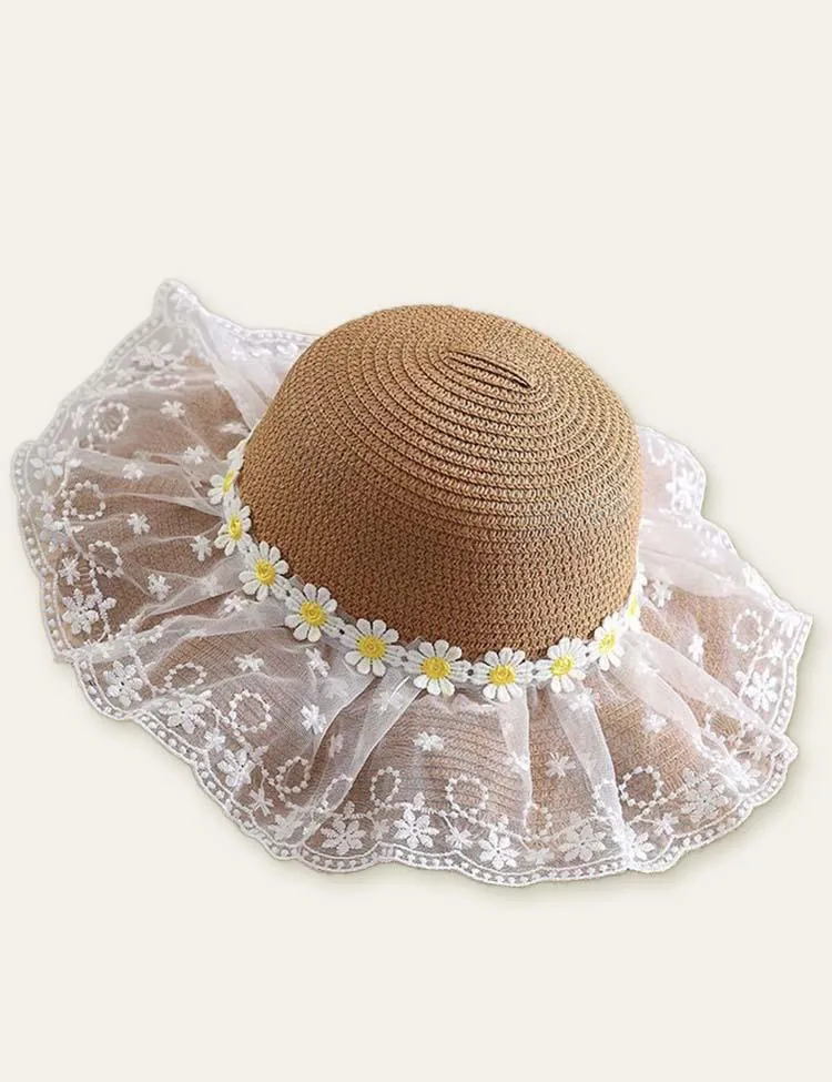 Flower Mesh Travel Straw Hat - Image 4
