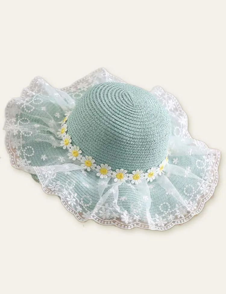Flower Mesh Travel Straw Hat - Image 5