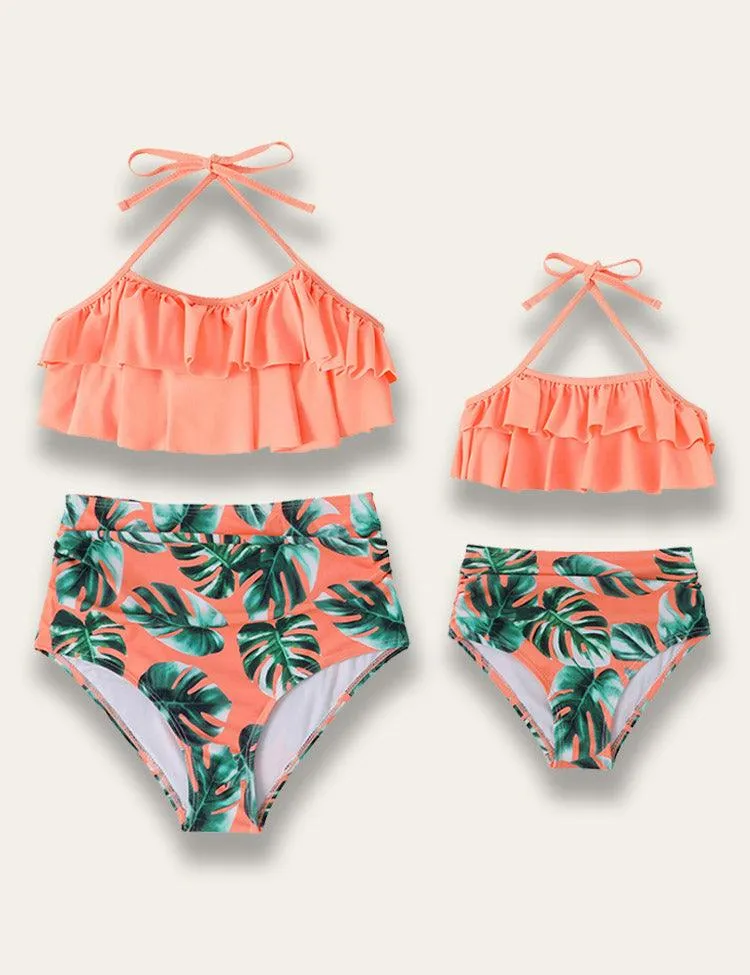 High Waist Ruffled Family Matching Swim Suit - Image 4