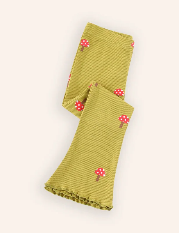 Mushroom Print Flared Leggings - Image 3