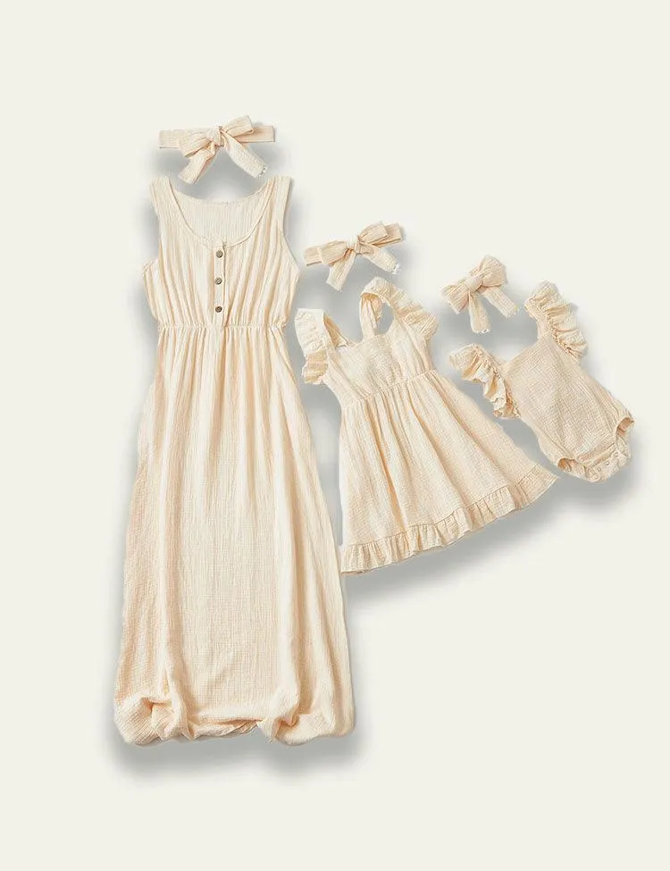 Solid Color Ruffle Family Matching Dress - Image 4