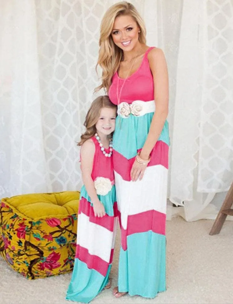 Stitching Contrasting Color Family Matching Dress - Image 6