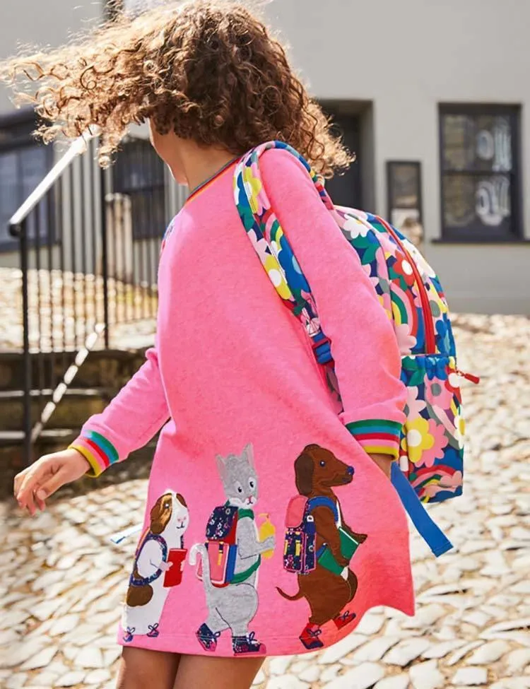 Animal Friends Appliqué Long Sleeve Dress - Image 3