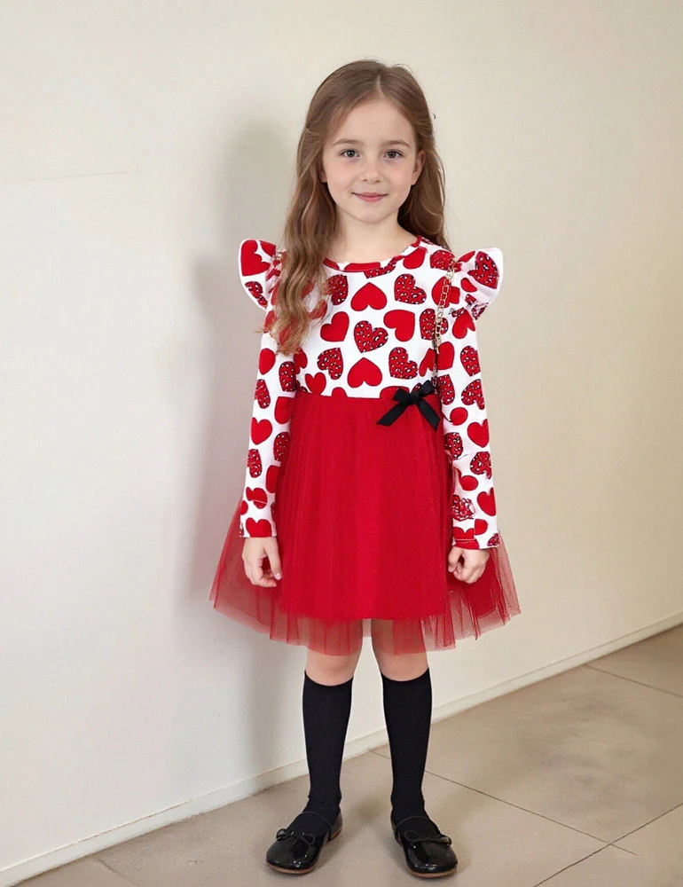 Valentine's Day Love Pattern Tulle Dress - Image 3