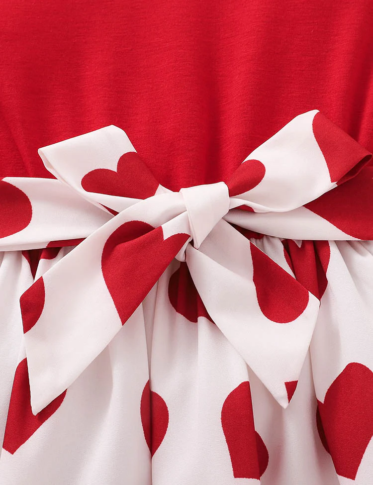 Valentine's Day Love Printed Flying Sleeve Dress - Image 4