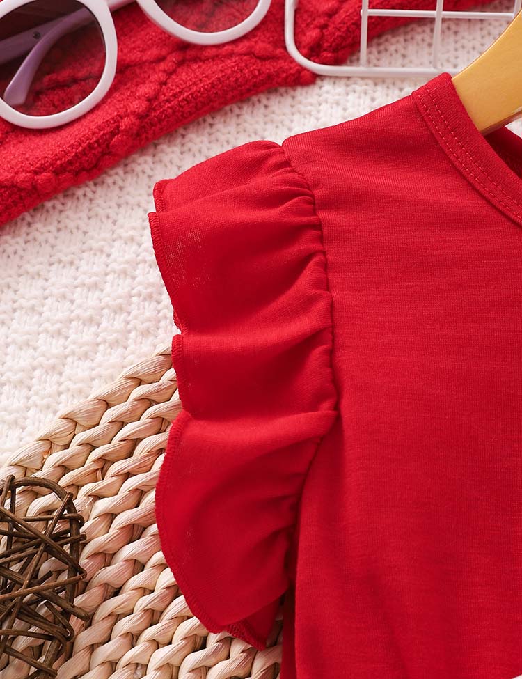 Valentine's Day Love Printed Flying Sleeve Dress - Image 5