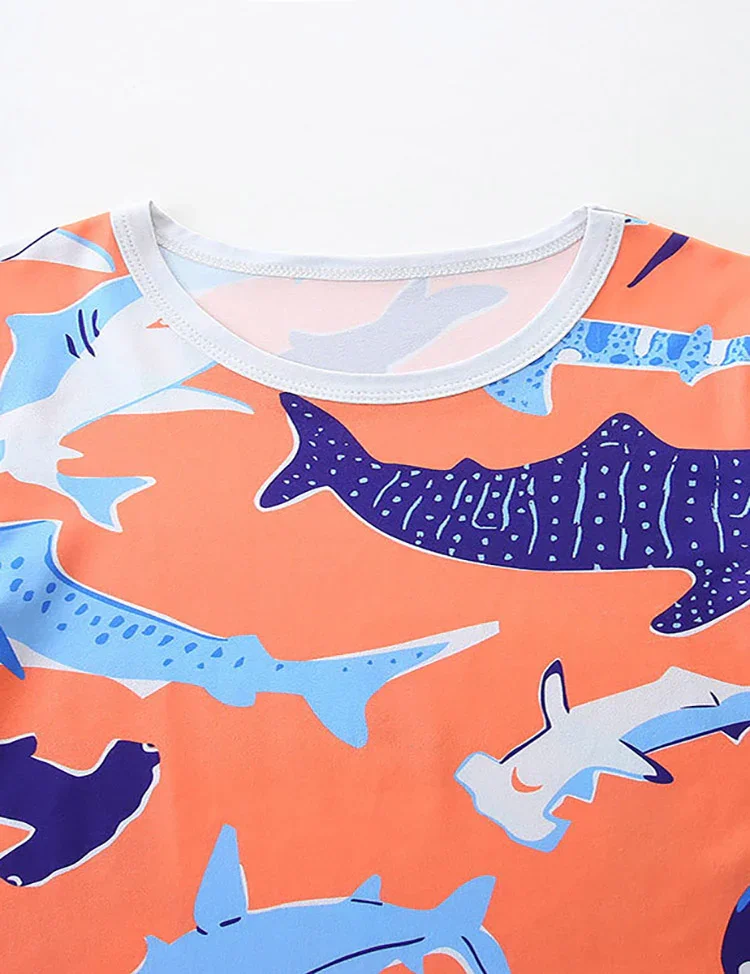 Whale Print Short Sleeve T-Shirt and Shorts Set - Image 3